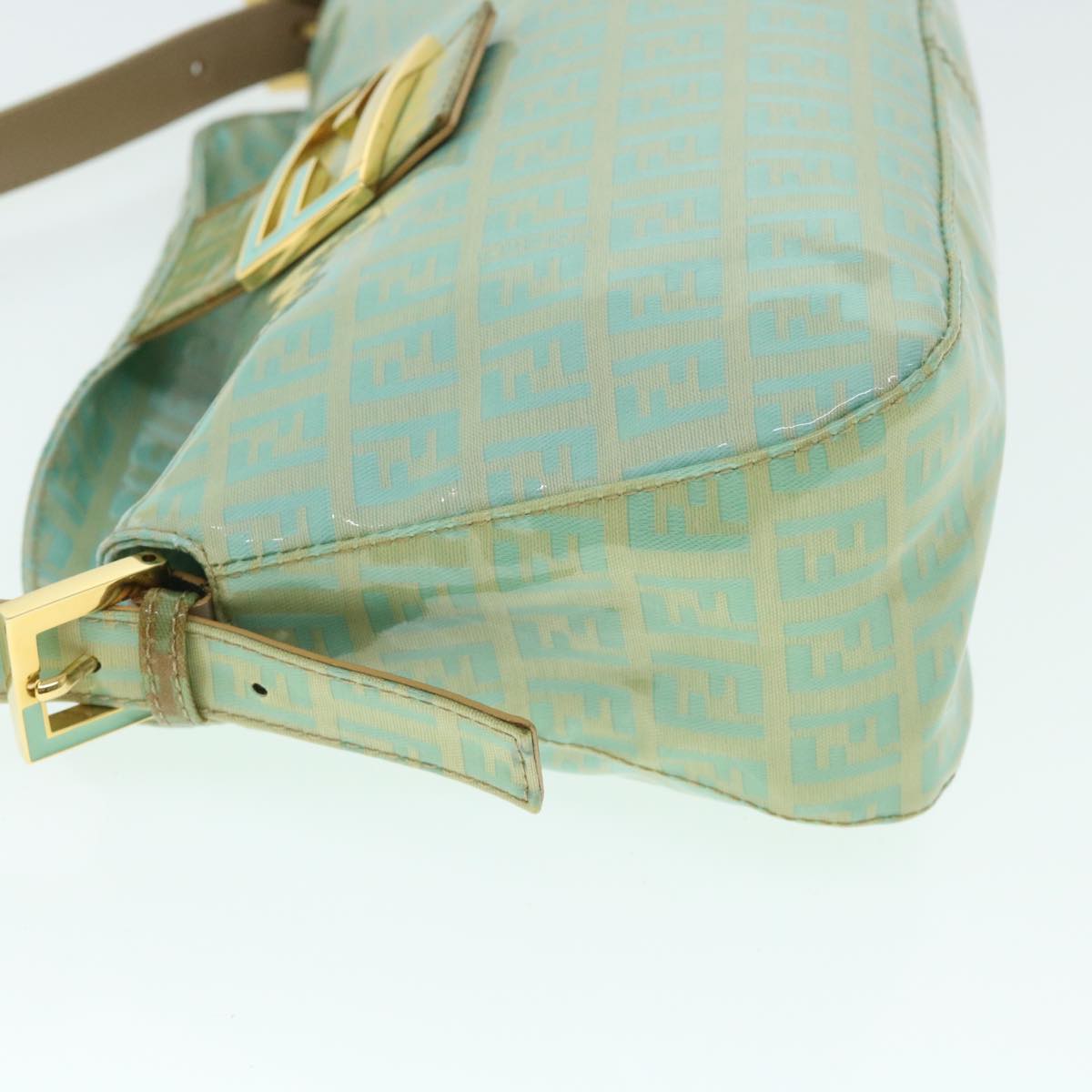 Luxury FendiZucchino Canvas Mamma Baguette Shoulder Bag Coated Canvas Blue54889