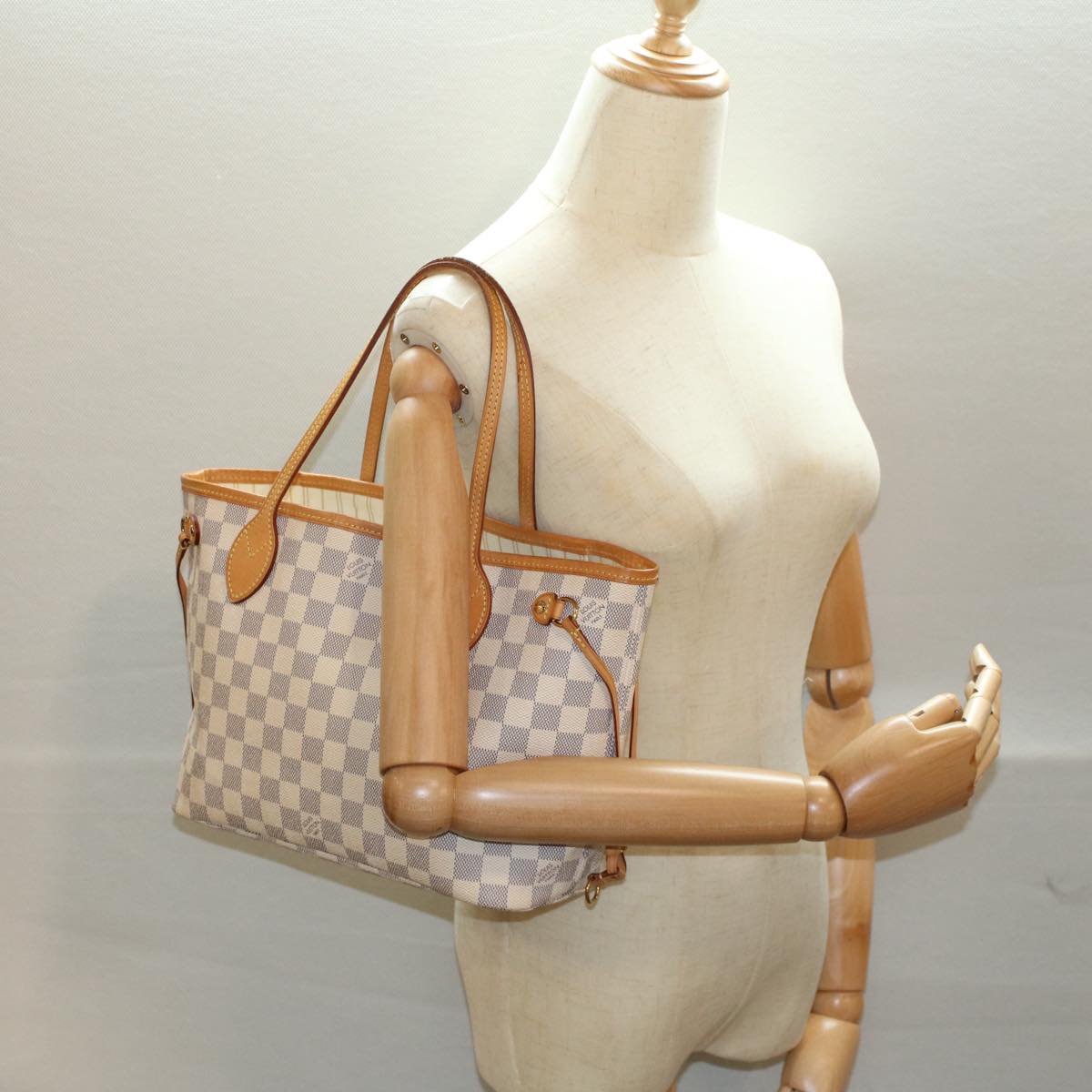 LOUIS VUITTON Damier Azur Neverfull PM Tote Bag N41362 LV 55104