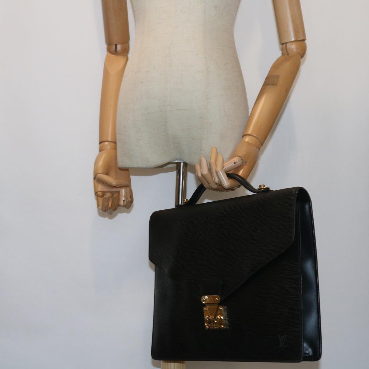 LOUIS VUITTON Epi Porte Documents Bandouliere Briefcase Black M54467 55179