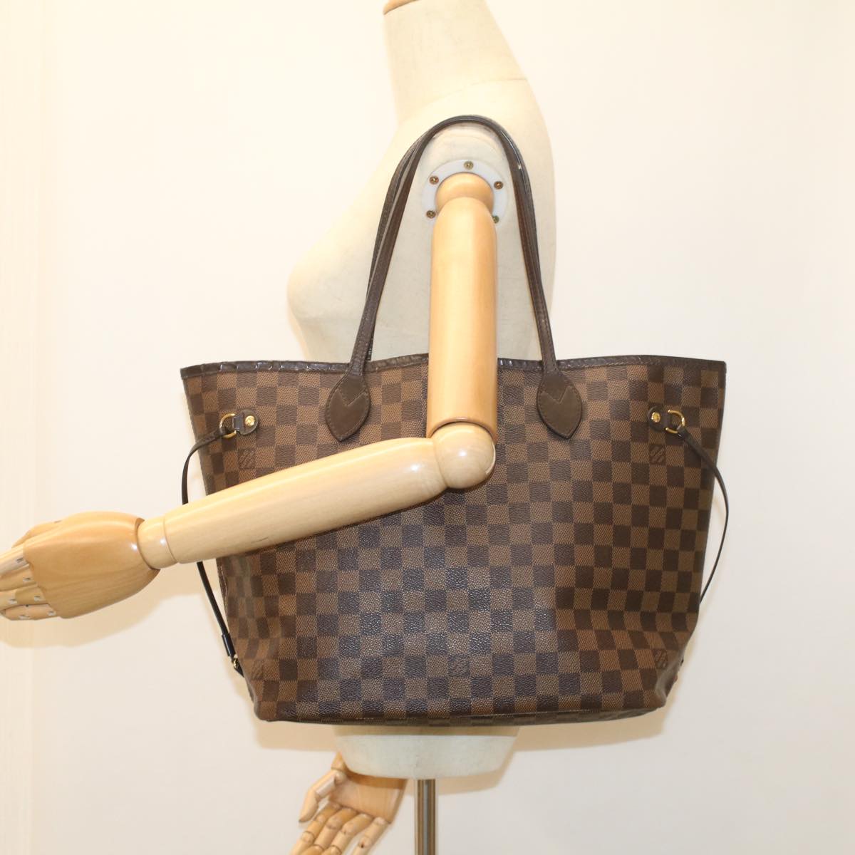 LOUIS VUITTON Damier Ebene Neverfull MM Tote Bag N51105 LV 55229