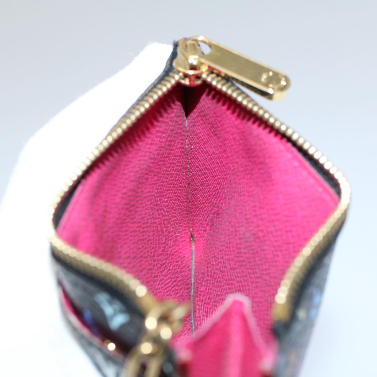 LOUIS VUITTON Multicolor Pochette Cles NM Coin Purse Black M60279 LV 55266