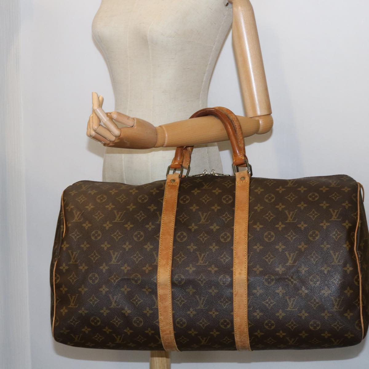 LOUIS VUITTON Monogram Keepall 55 Boston Bag M41424 LV 55347