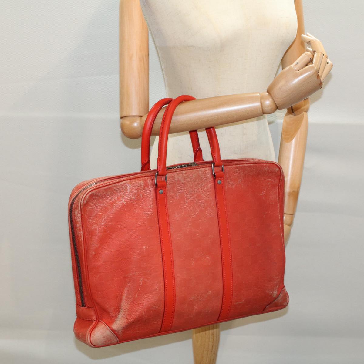 LOUIS VUITTON Damier Infini Porte Documents Voyage Bag Orange M56004 55372