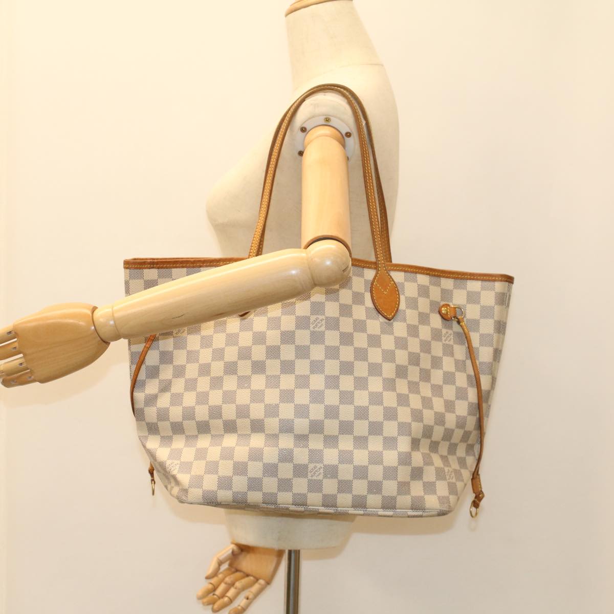LOUIS VUITTON Damier Azur Neverfull MM Tote Bag N41605 LV 55379