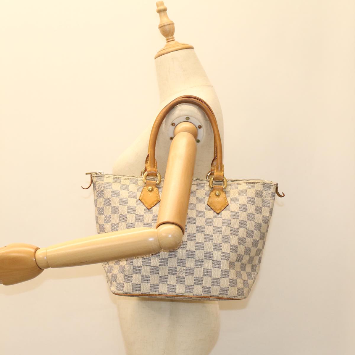 LOUIS VUITTON Damier Azur Saleya PM Tote Bag N51186 LV 55386