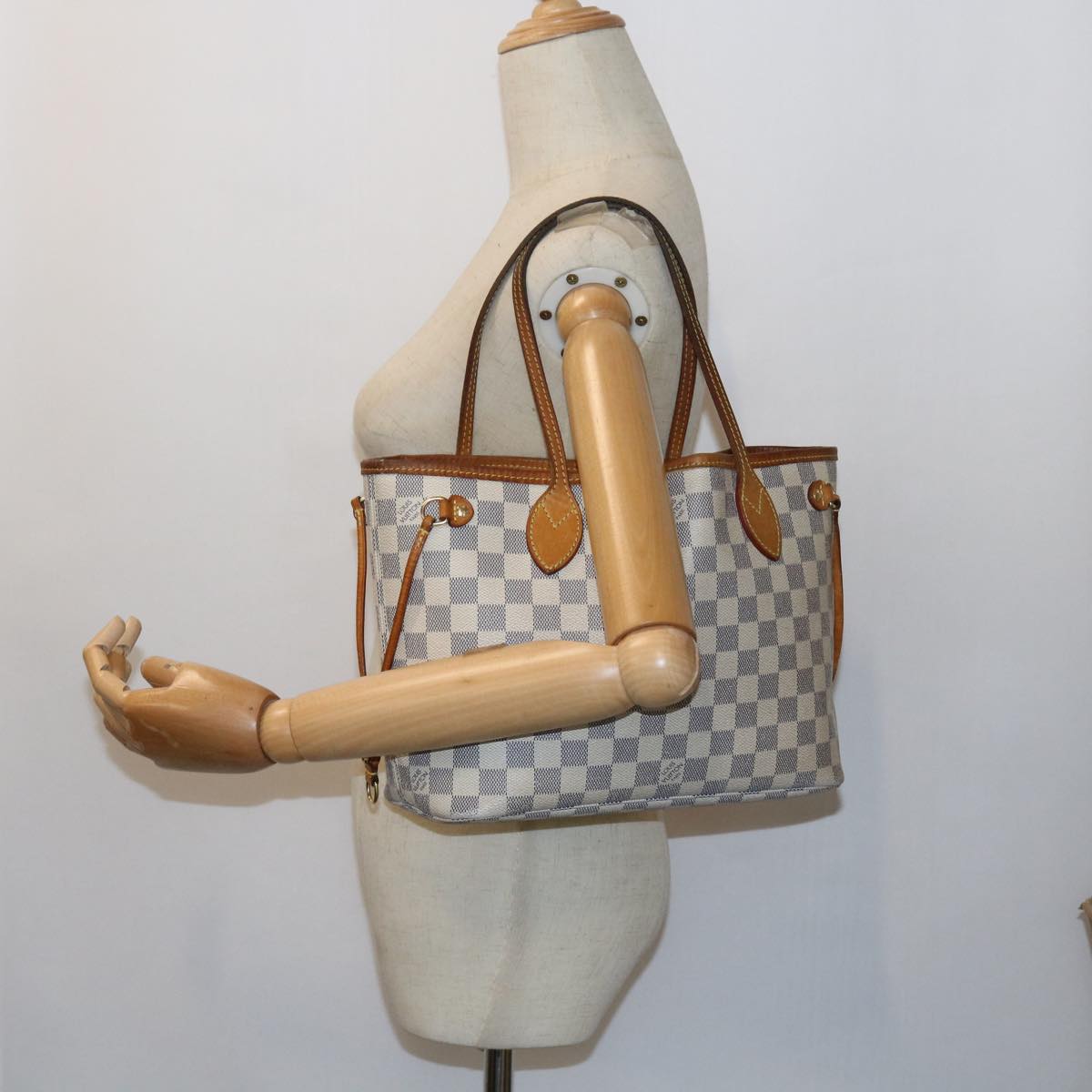 LOUIS VUITTON Damier Azur Neverfull PM Tote Bag N41362 LV 55573