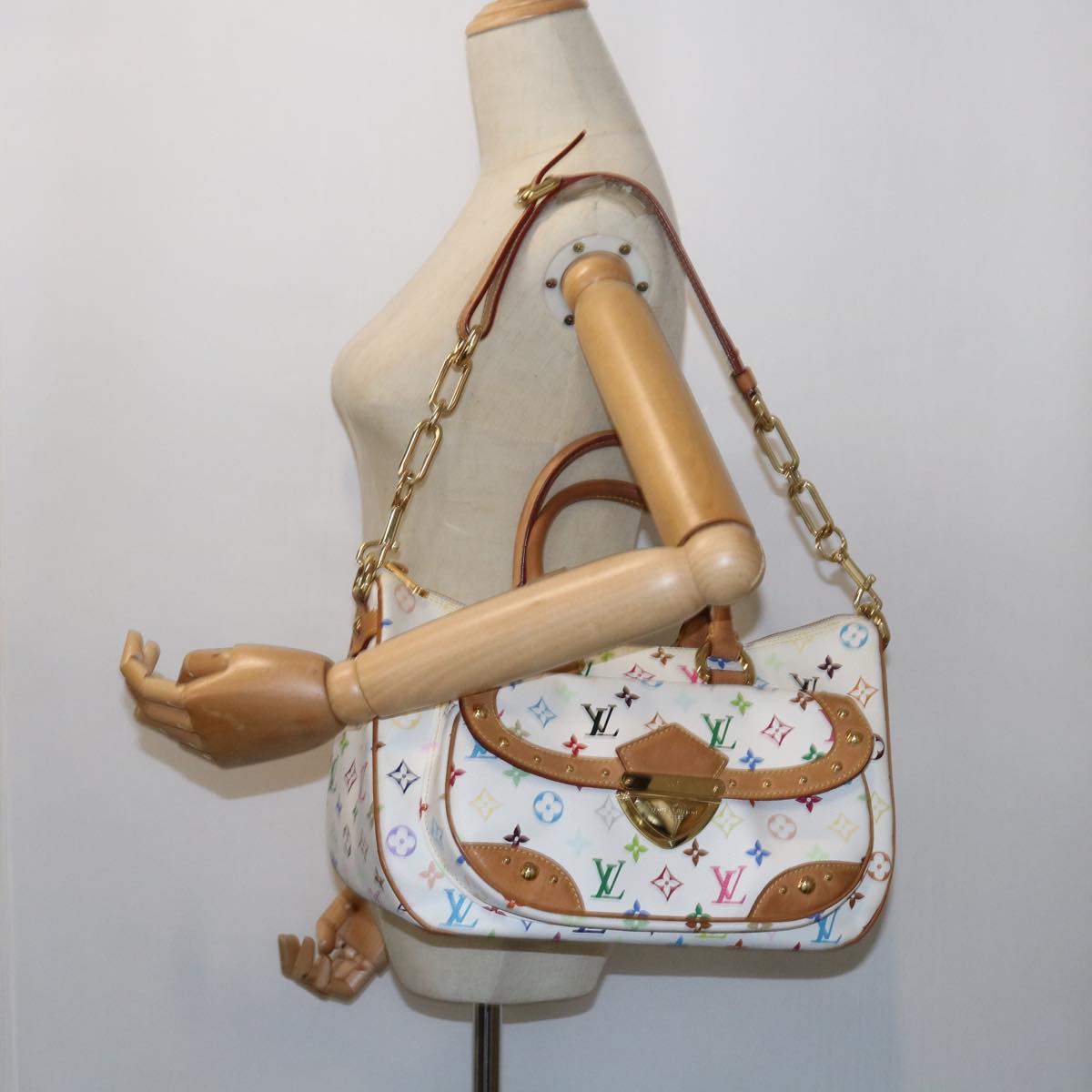 LOUIS VUITTON Monogram Multicolor Rita Hand Bag 2way White M40125 LV 55579A