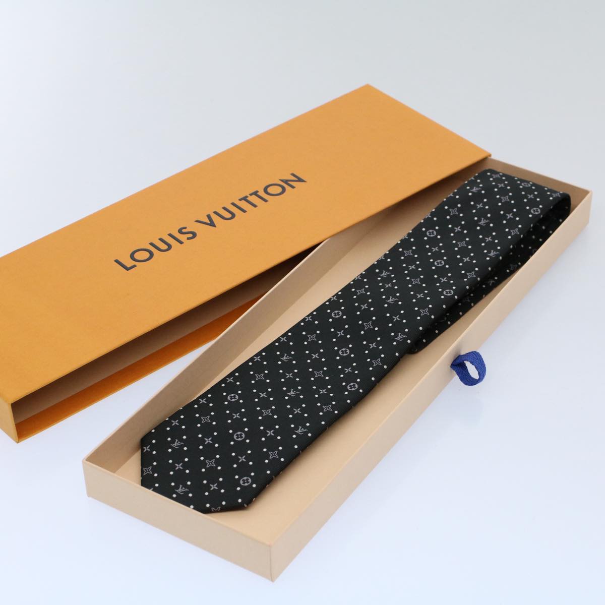 LOUIS VUITTON Monogram Necktie Silk Black LV 55605