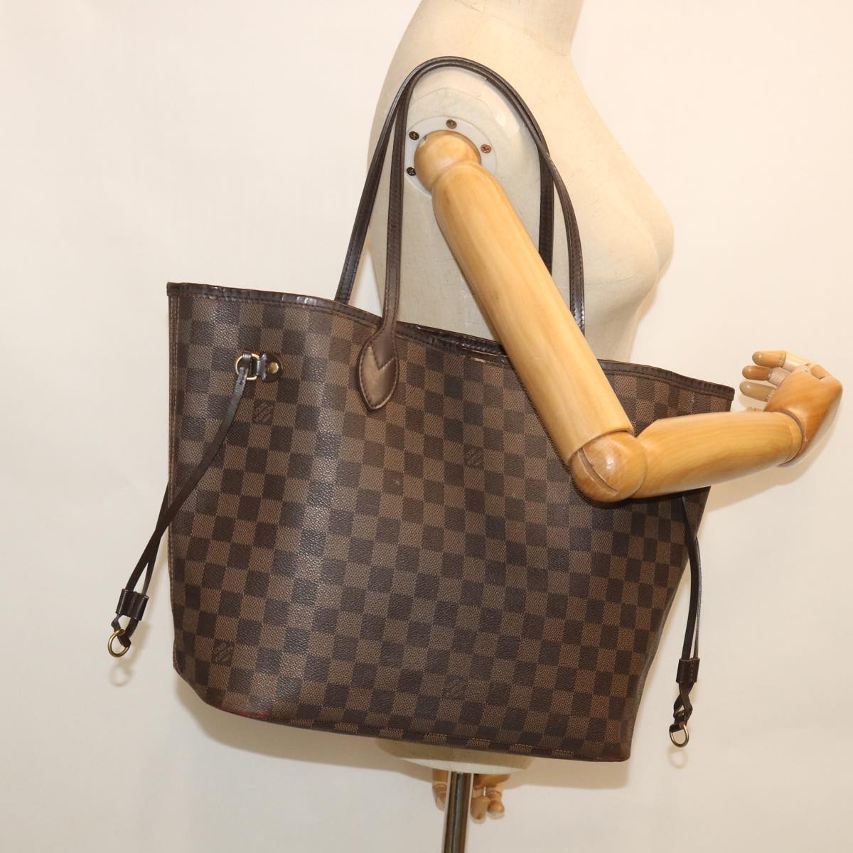 LOUIS VUITTON Damier Ebene Neverfull MM Tote Bag N51105 LV 55640