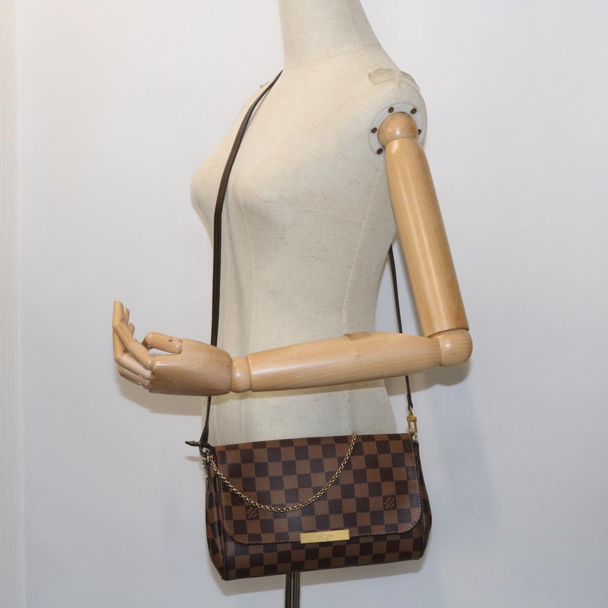LOUIS VUITTON Damier Ebene Favorit PM Shoulder Bag 2way N41276 LV 55712