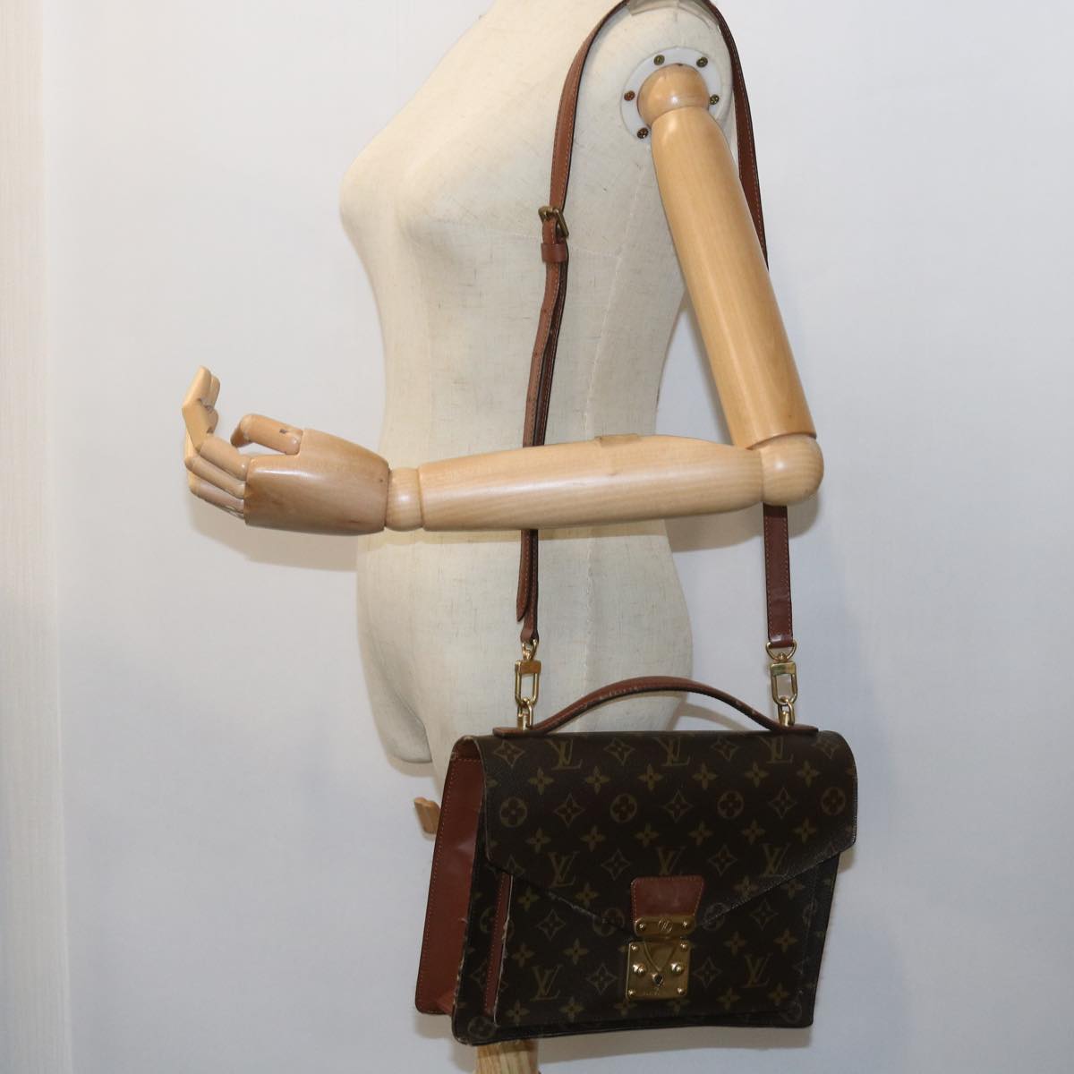 LOUIS VUITTON Monogram Monceau 28 Hand Bag 2way M51185 LV 55719