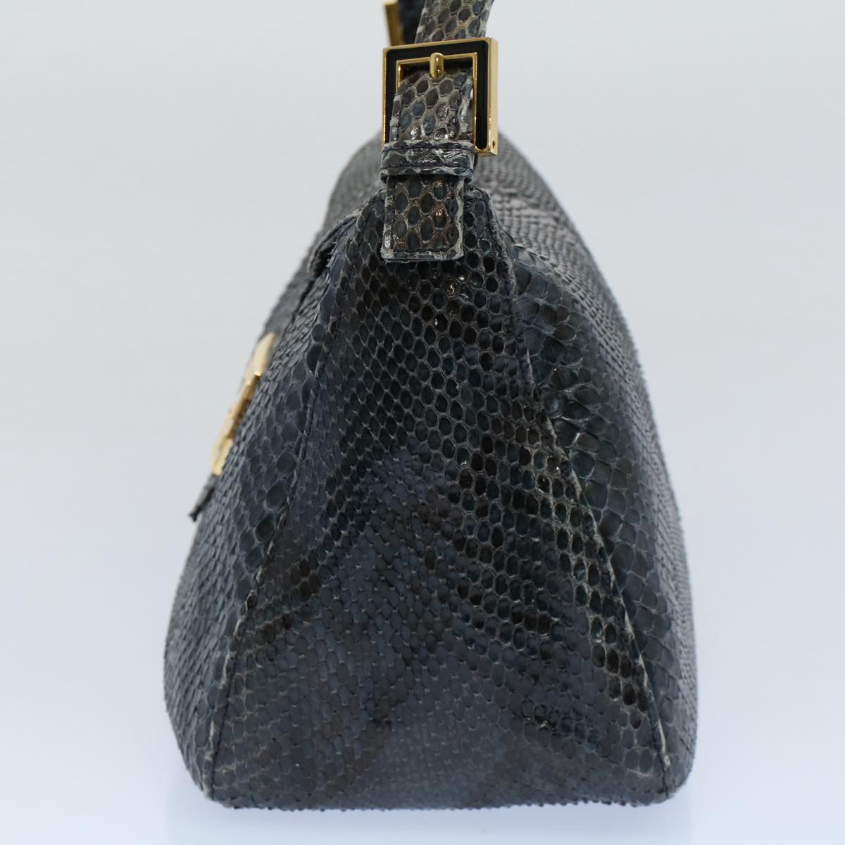 Luxury FendiSnake Pattern Mamma Baguette Shoulder Bag Exotic leather Navy55750