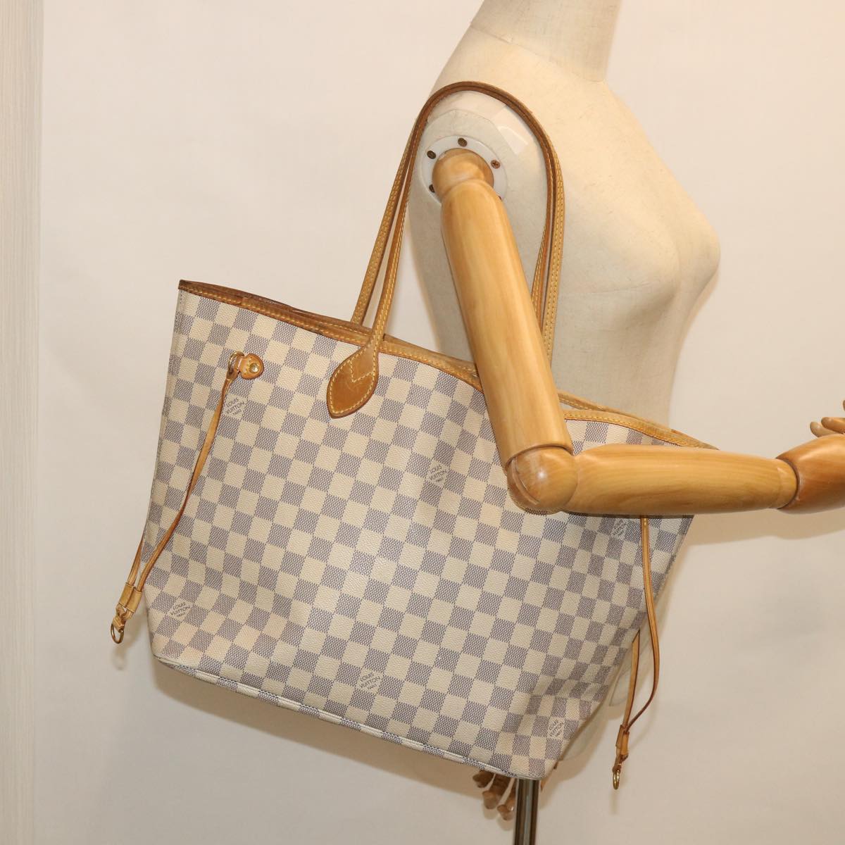 LOUIS VUITTON Damier Azur Neverfull MM Tote Bag N41605 LV 55805