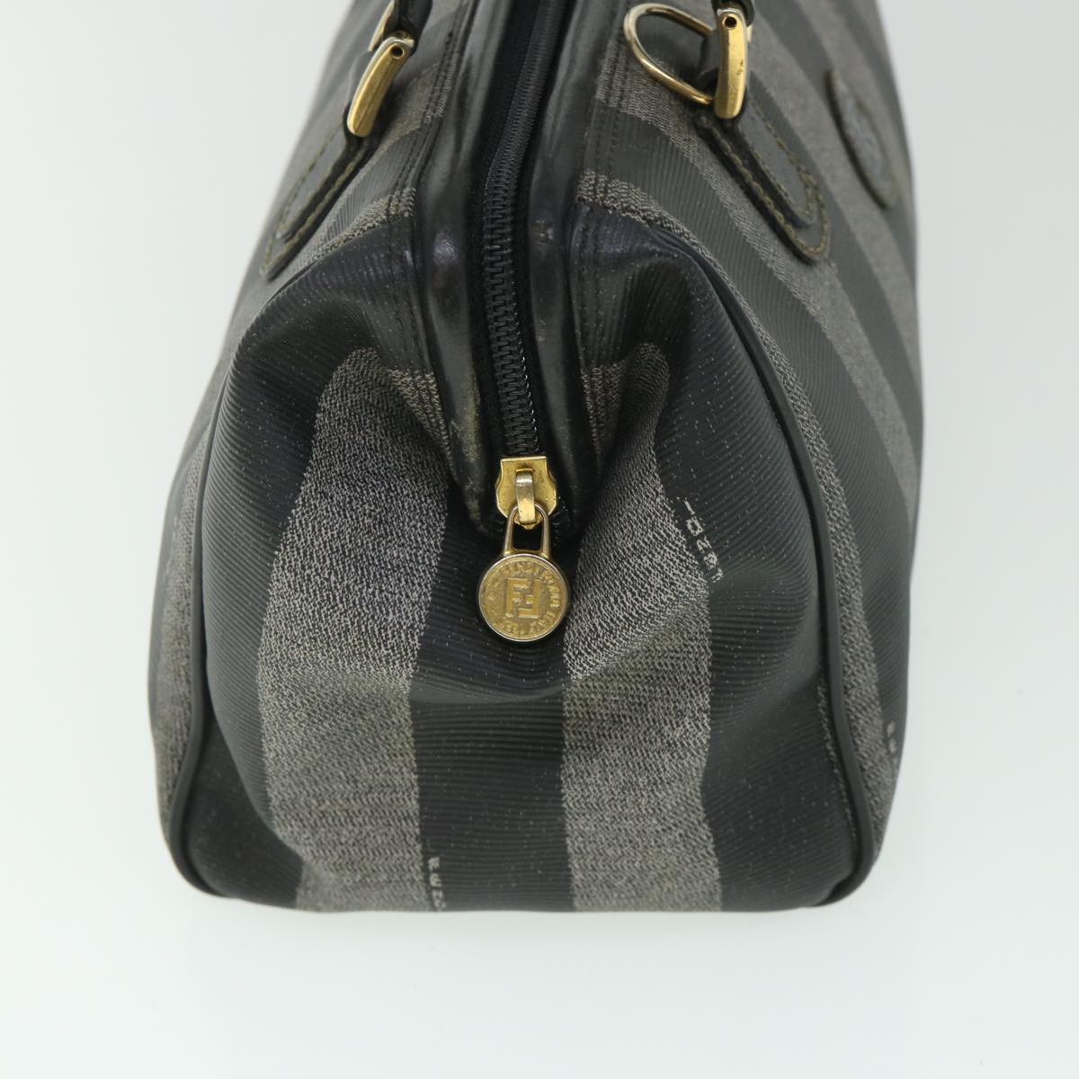 Luxury FendiPecan Canvas Hand Bag Coated Canvas 2way Gray Black55821