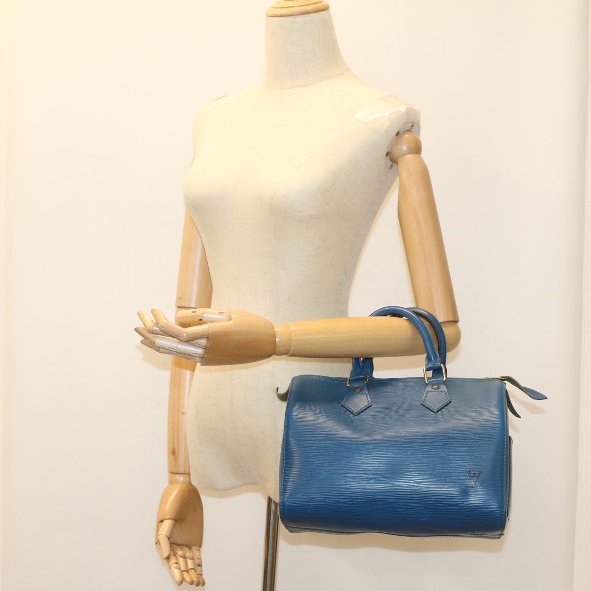 LOUIS VUITTON Epi Speedy 25 Hand Bag Toledo Blue M43015 LV 55996