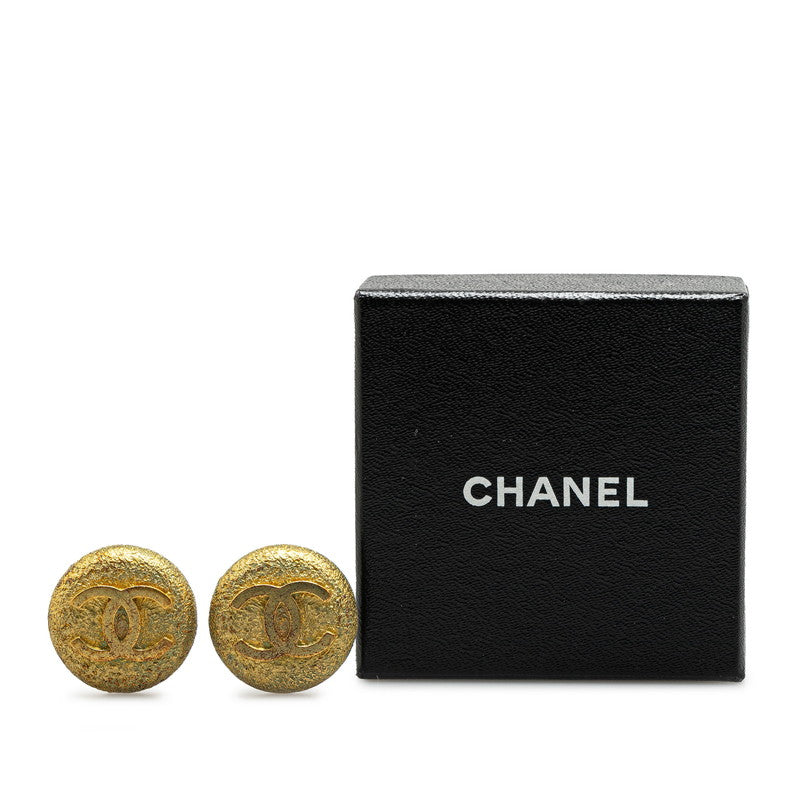 Chanel Vintage Coco Mark Round Earrings Gold