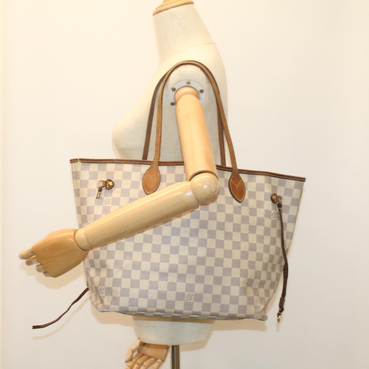 LOUIS VUITTON Damier Azur Neverfull MM Tote Bag N41605 LV 56043