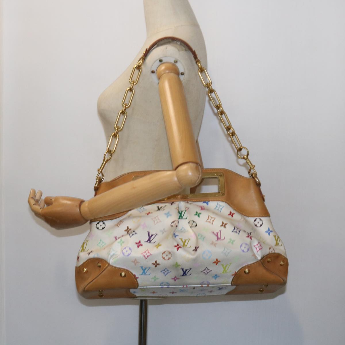 LOUIS VUITTON Monogram Multicolor Judy MM Hand Bag 2Way White M40255 56048