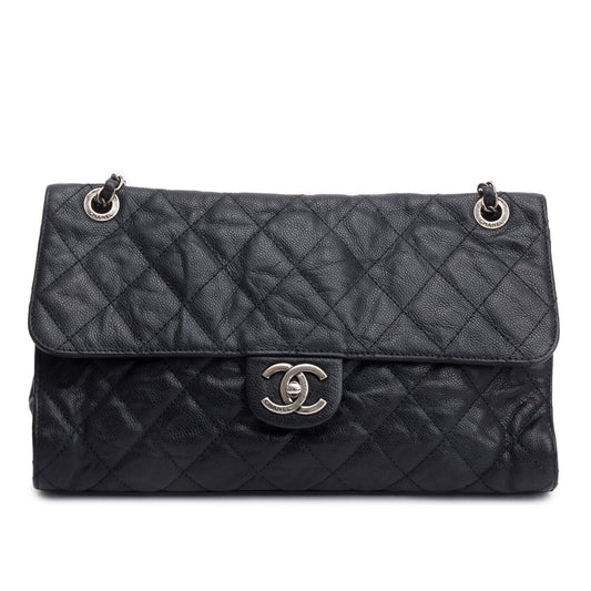 Chanel Black Caviar Leather Jumbo CC Crave Flap Bag