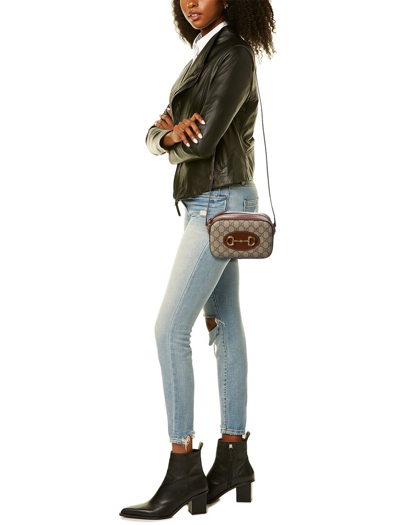 Luxury Gucci Trending 2025 Horsebit 1955 Small GG Supreme Canvas & Leather Crossbody