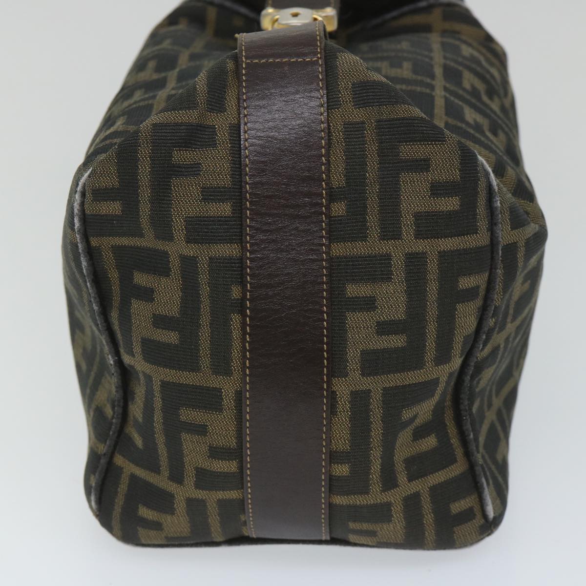 Luxury FendiZucca Canvas Vanity pouch Hand Bag Nylon Brown Black56583