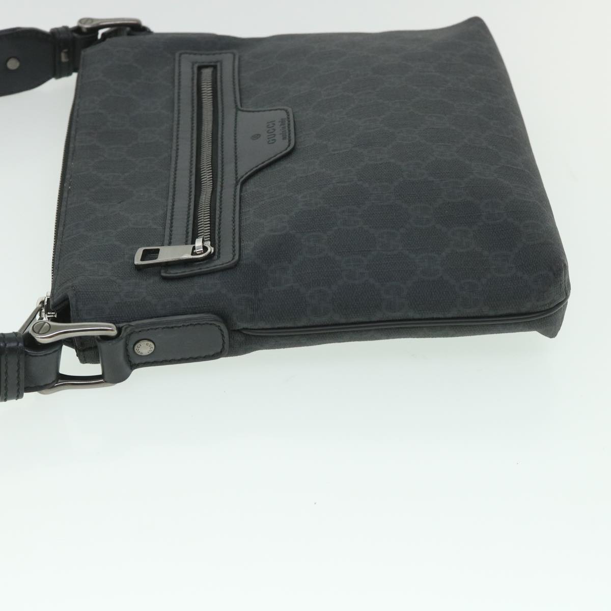 GUCCI GG Supreme Shoulder Bag PVC Leather Black 387514 56688