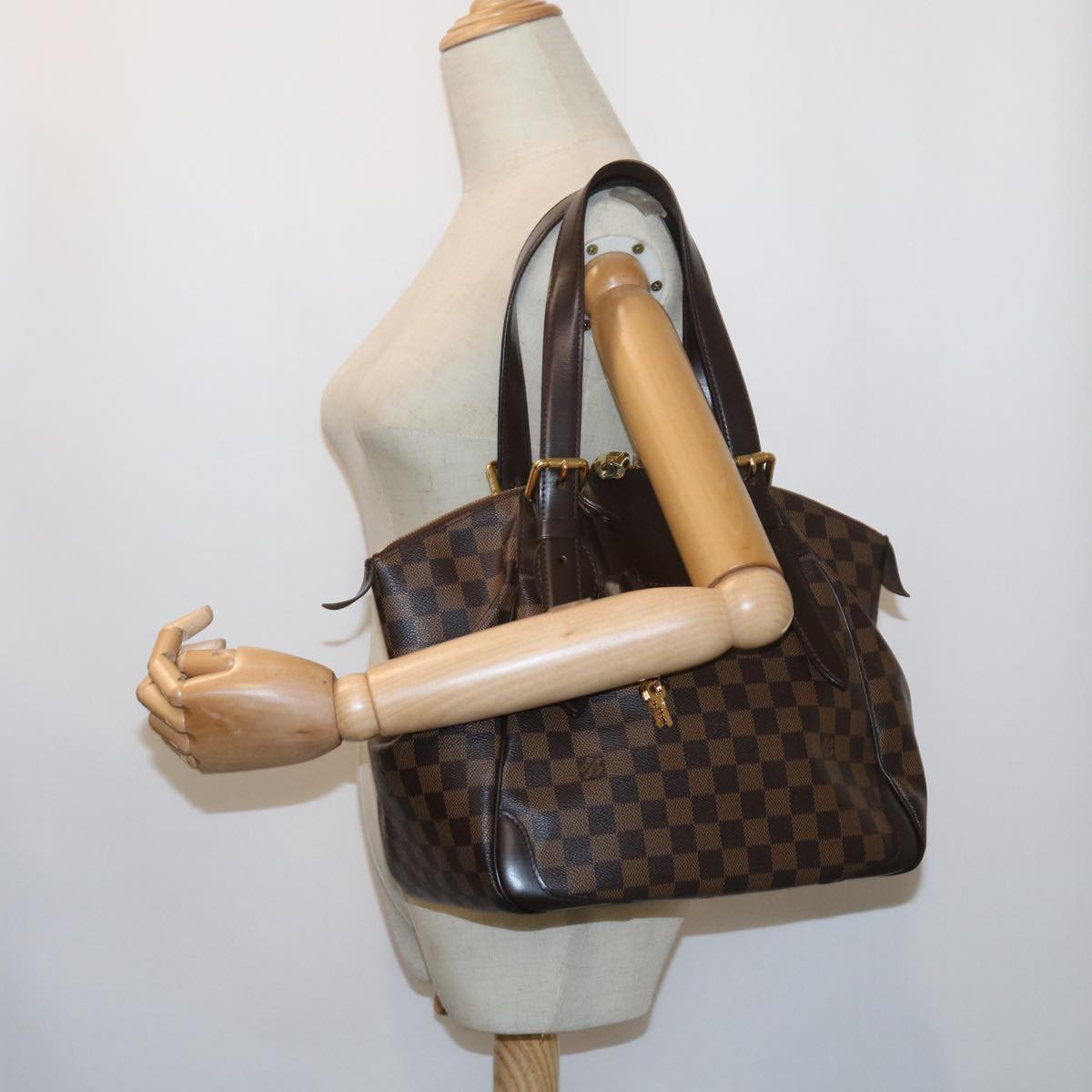 LOUIS VUITTON Damier Ebene Verona MM Shoulder Bag N41118 LV 56722