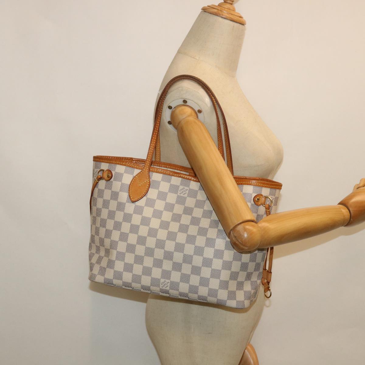 LOUIS VUITTON Damier Azur Neverfull PM Tote Bag N41362 LV 56746