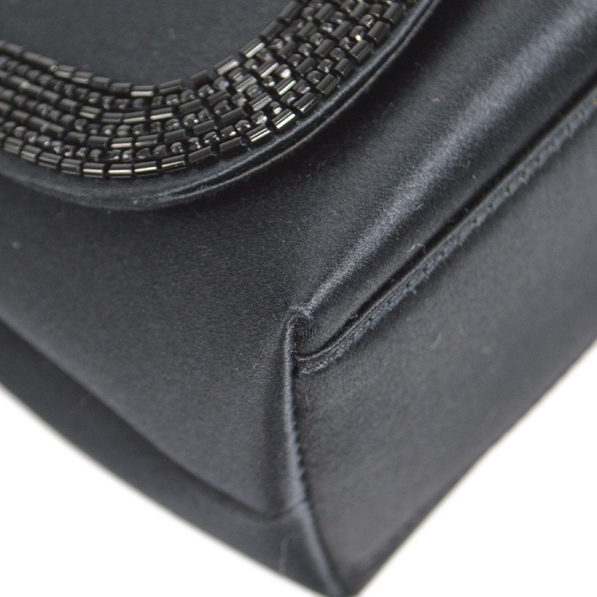 Luxury Chanel 1997-1999 Bead Shoulder Bag Black Satin