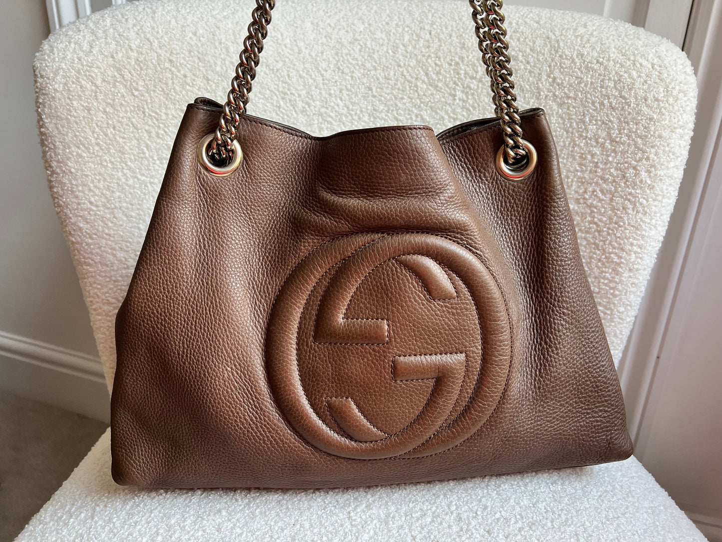 Luxury Gucci Trending 2025 Brown Soho Chain Tote