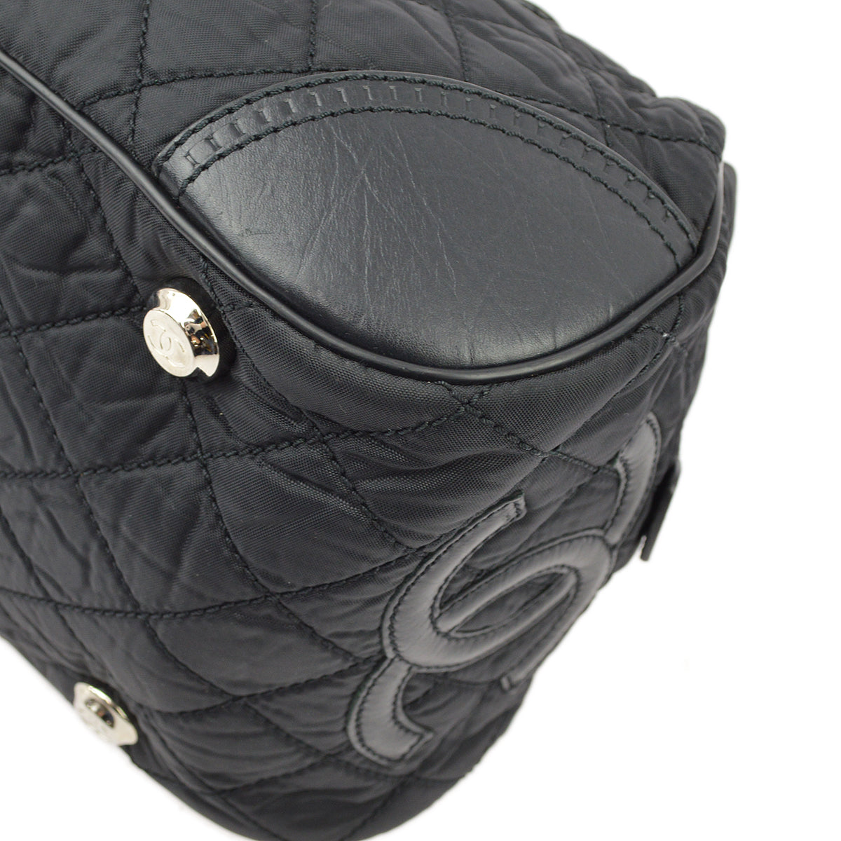 Chanel Black Nylon Calfskin Paris-New York Duffle Handbag