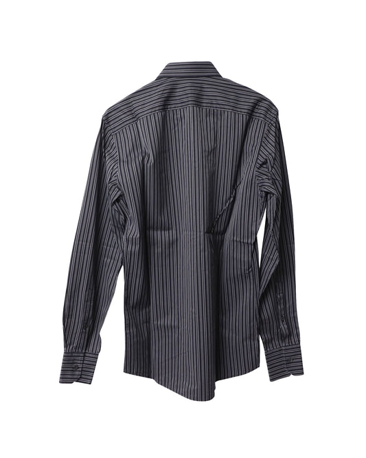 Luxury Gucci Trending 2025 Striped Button Down Shirt in Black Cotton