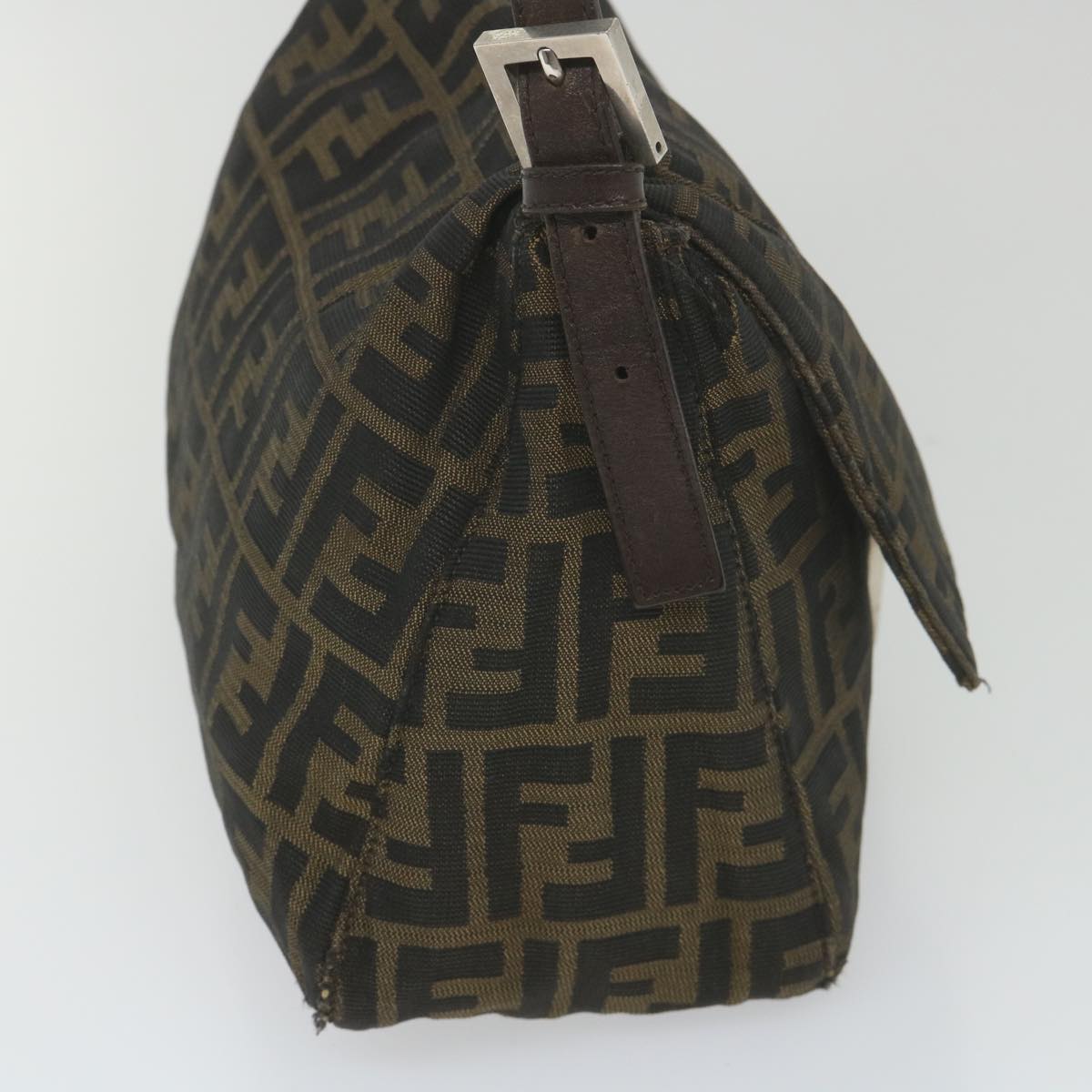 Luxury FendiZucca Canvas Mamma Baguette Shoulder Bag Black Brown58322