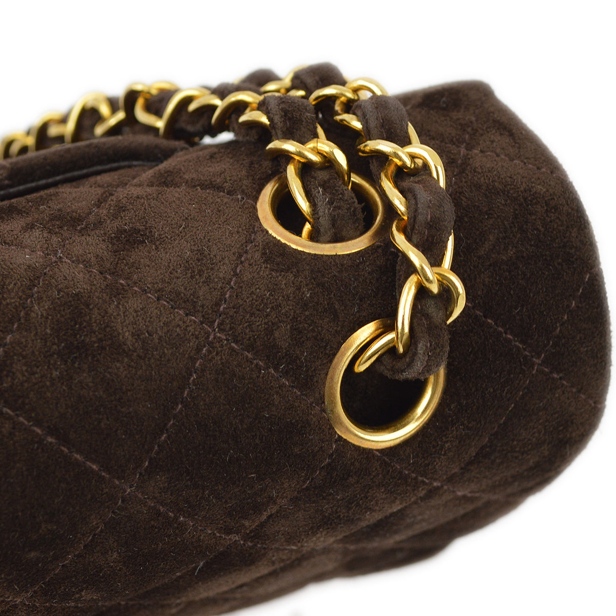 Luxury Chanel Brown Suede Medium Classic Double Flap Shoulder Bag