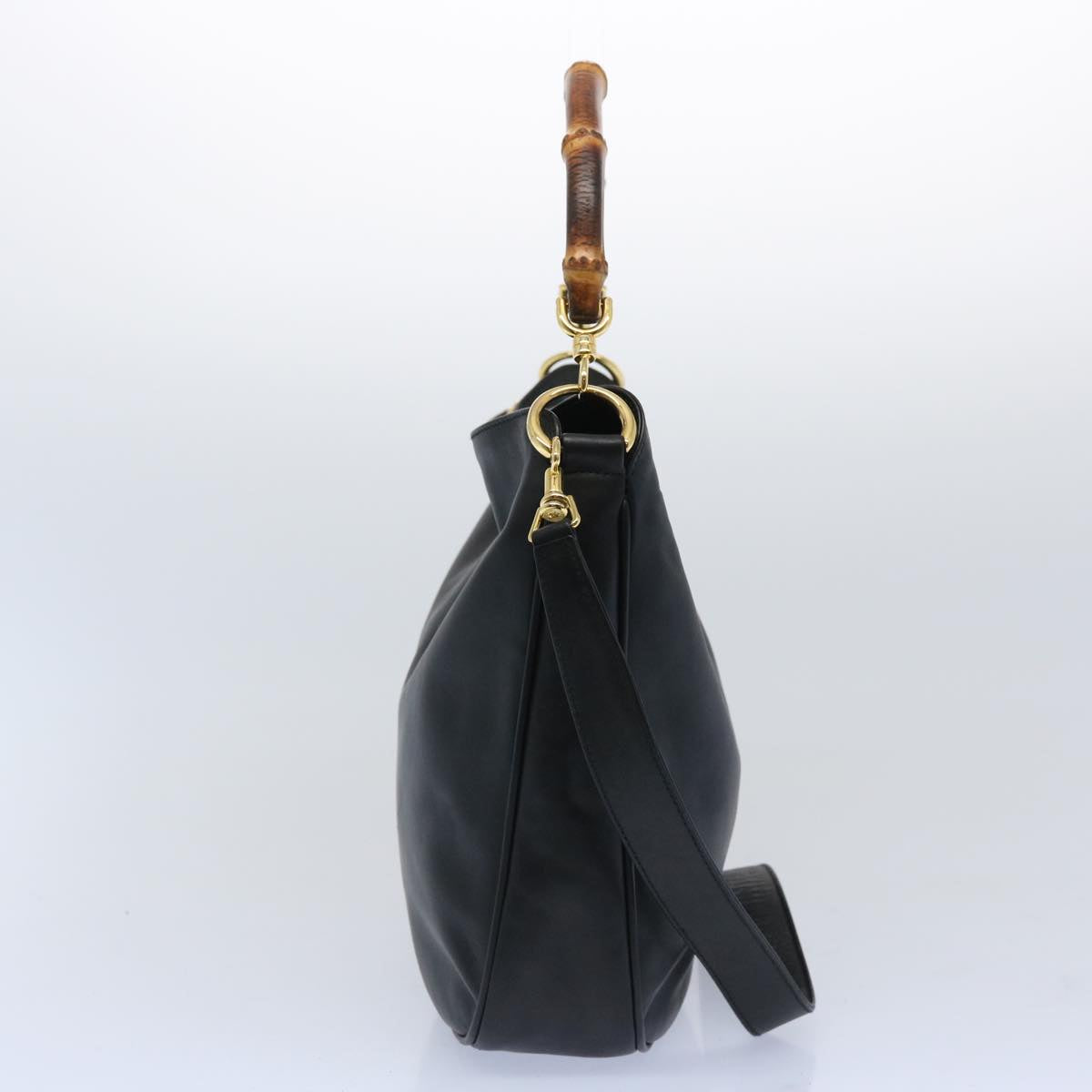 GUCCI Bamboo Shoulder Bag Leather 2way Black 59479