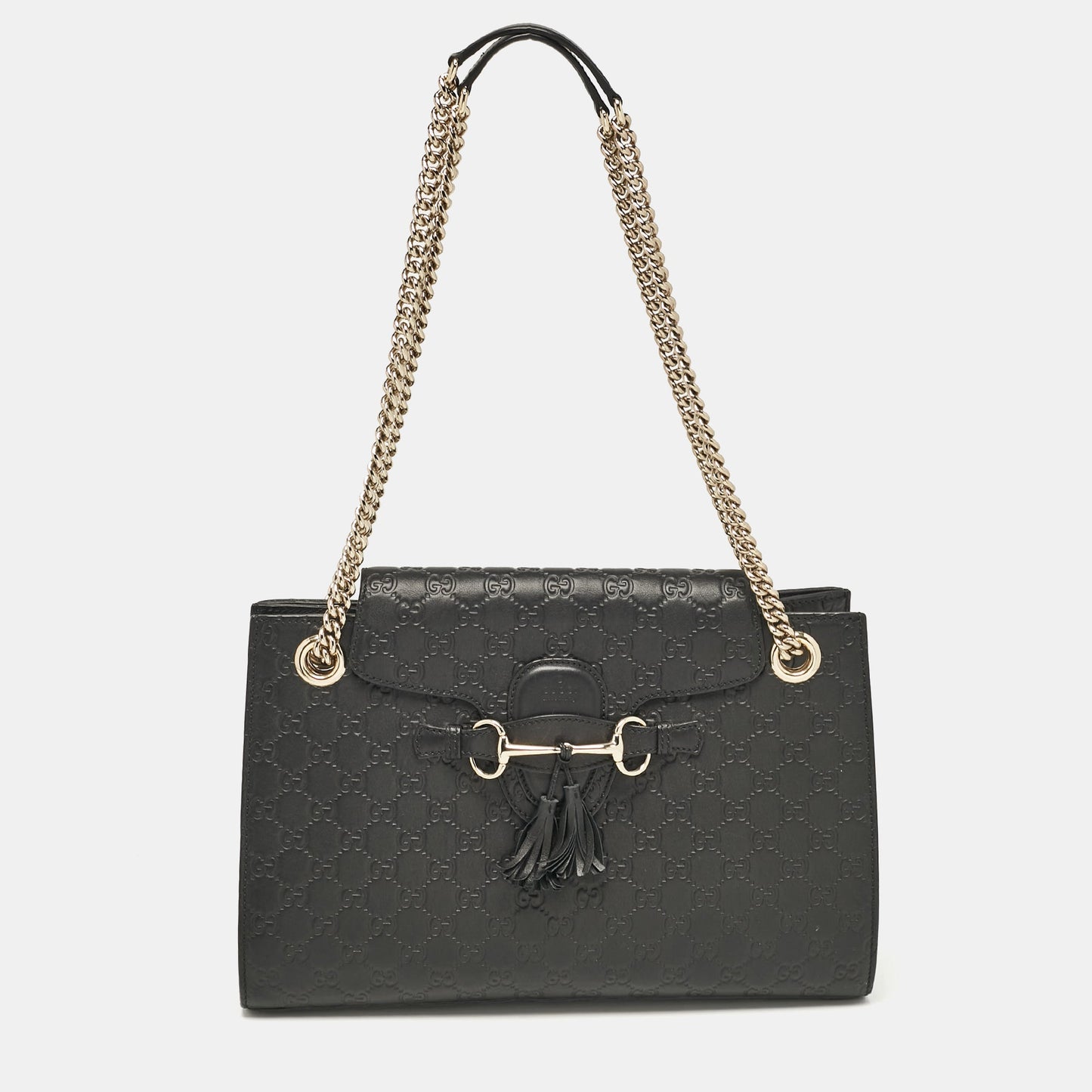 Luxury Gucci Trending 2025 Black Luxury Gucci Trending 2025ssima Leather Large Emily Shoulder Bag