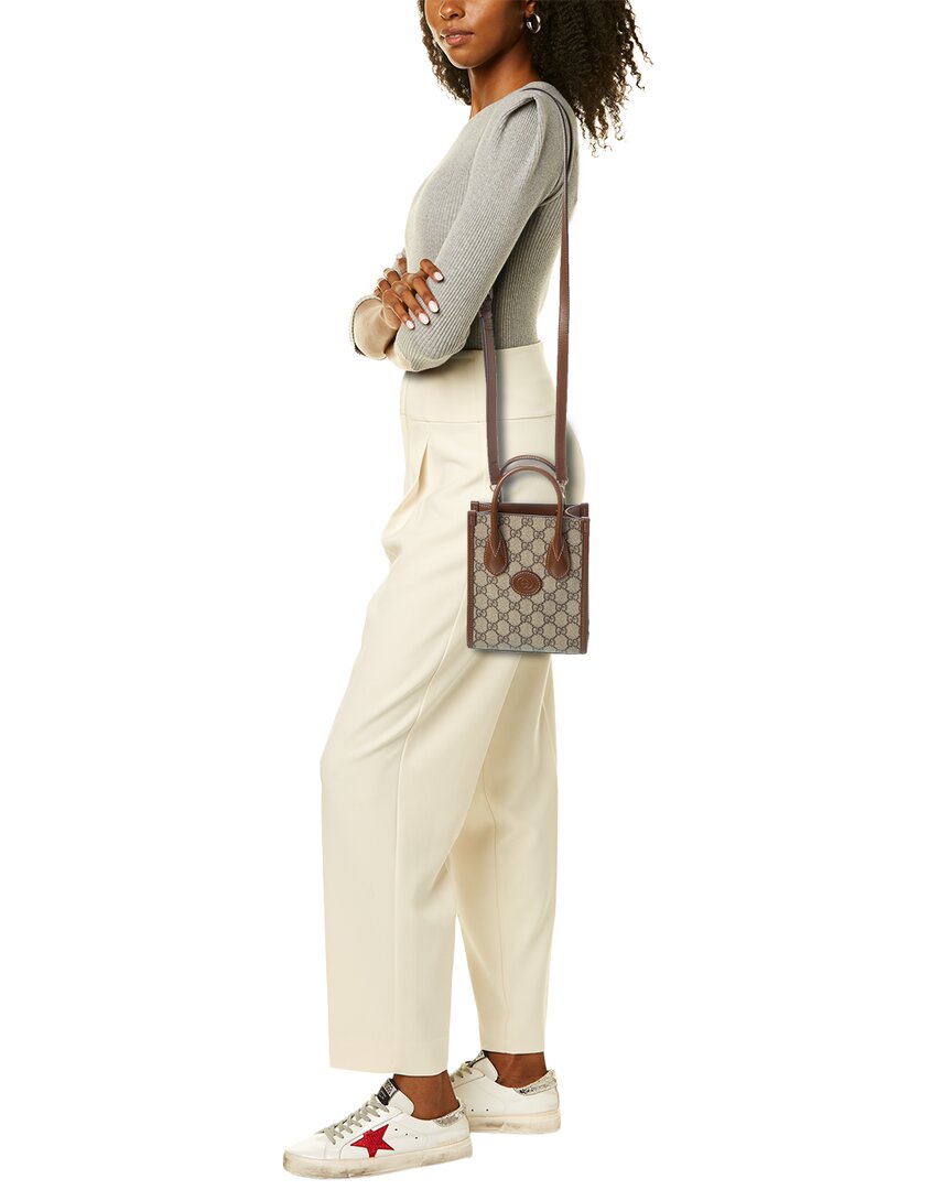 Luxury Gucci Trending 2025 Mini GG Supreme Canvas & Leather Tote