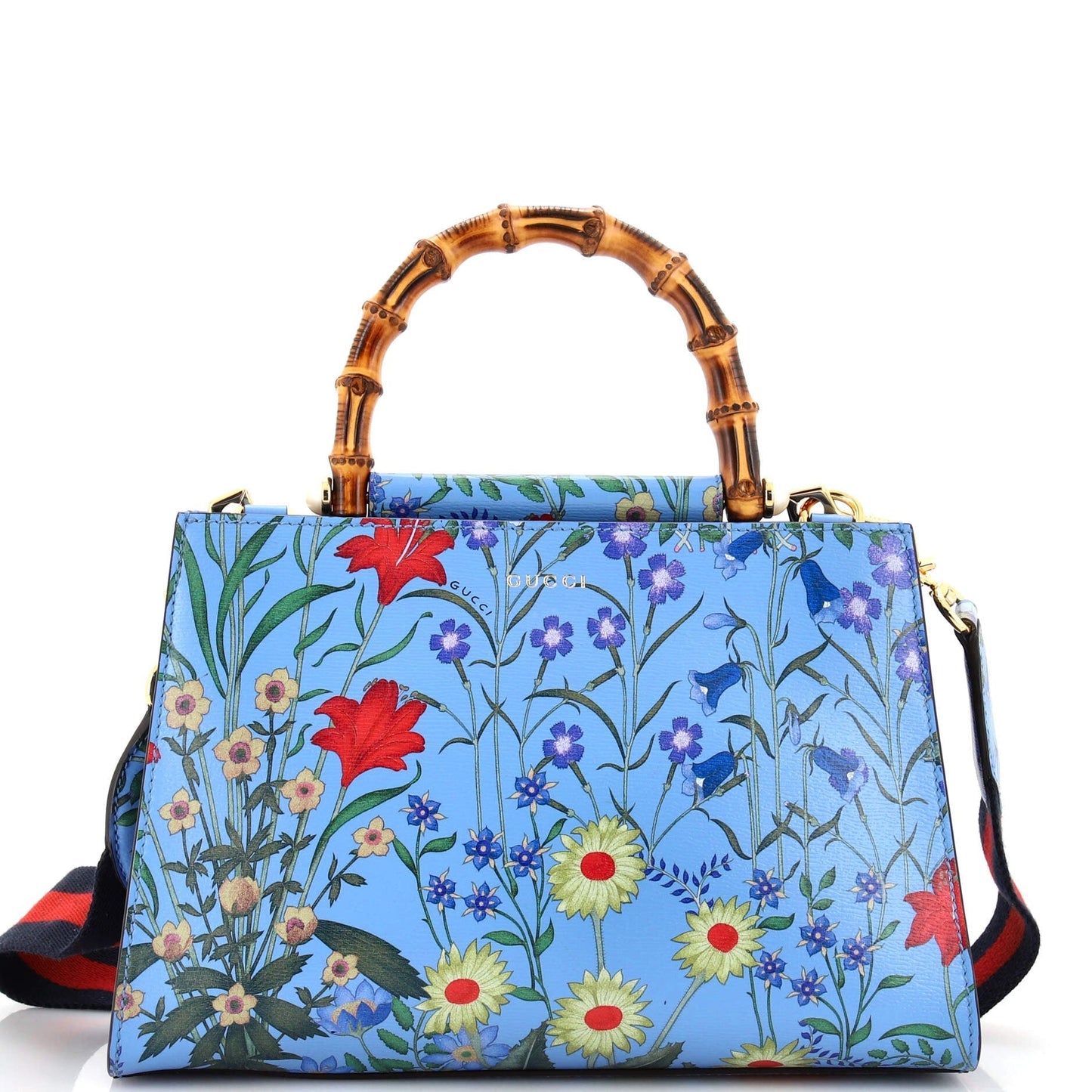 Luxury Gucci Trending 2025 Nymphaea Top Handle Bag Floral Printed Leather Small
