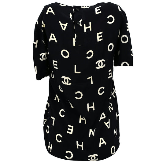 Chanel Spring 1997 Short Sleeve Shirt Blouse Tops Black 97P #38