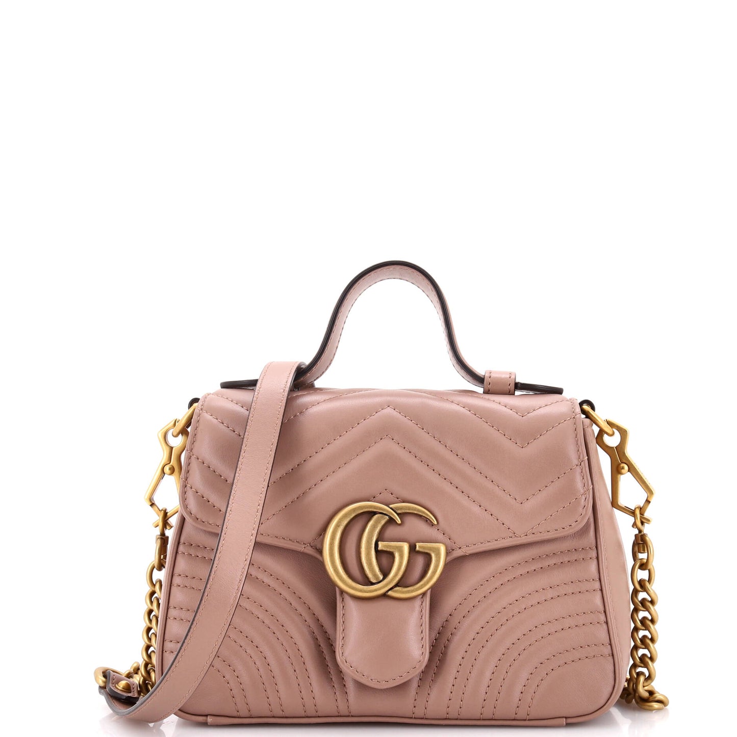 Luxury Gucci Trending 2025 GG Marmont Top Handle Flap Bag Matelasse Leather Mini