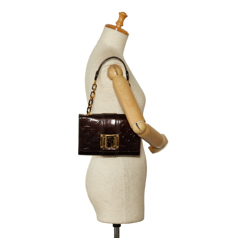 Louis Vuitton Monogram Vernis Vermont Avenue Chain Shelter Bag M91279 Amarant Pearl Patent Leather Louis Vuitton