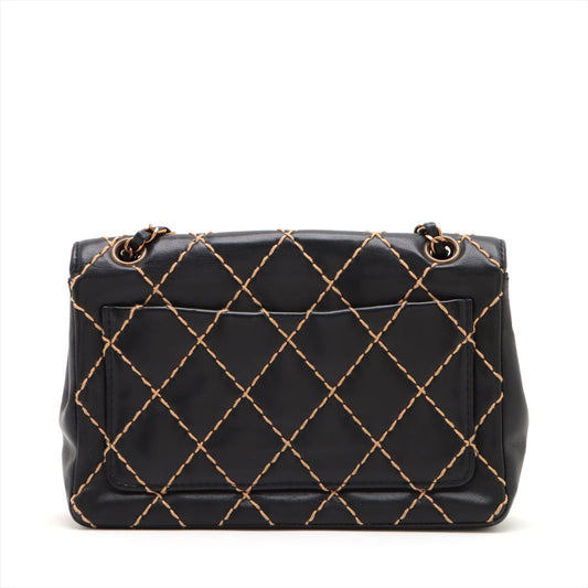 Chanel Wild Stick Single Flap Double Chain Bag Black G 6th