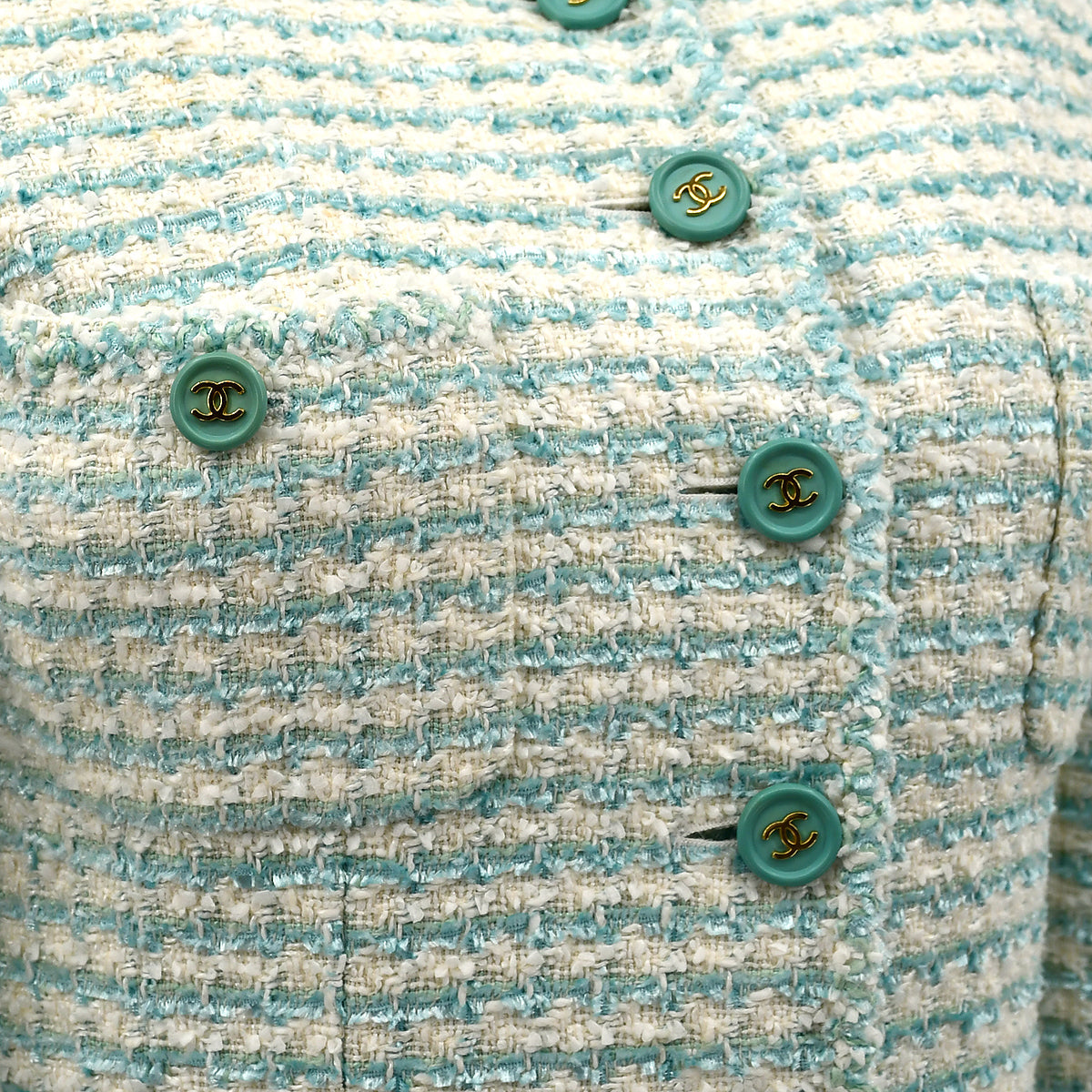 Luxury Chanel Single Breasted tweed Jacket Blue 20 #36