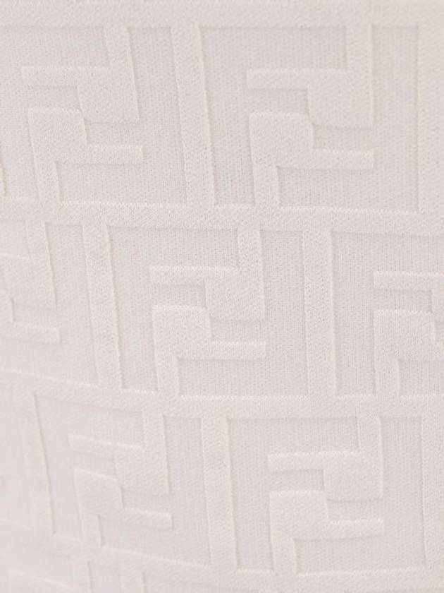 Luxury Fendi FF Viscose Short Sleeve Knit Top White