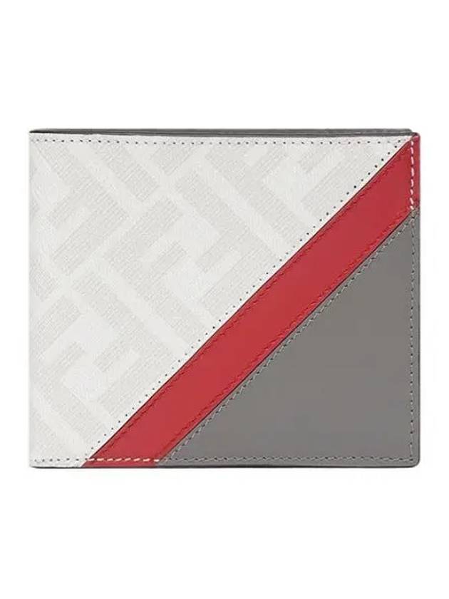 Luxury Fendi FF Logo Fabric Half Wallet Grey