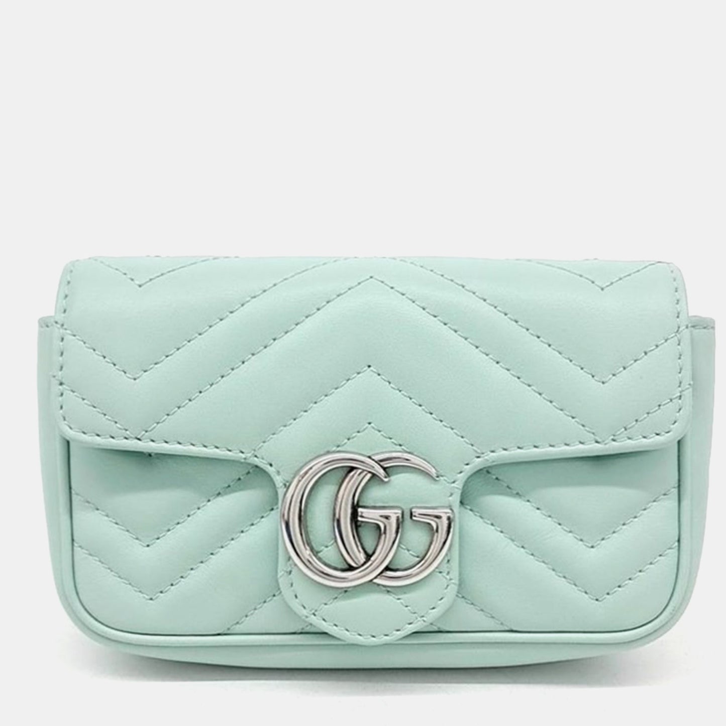 Luxury Gucci Trending 2025 Mint Leather Super Mini GG Marmont Shoulder Bag