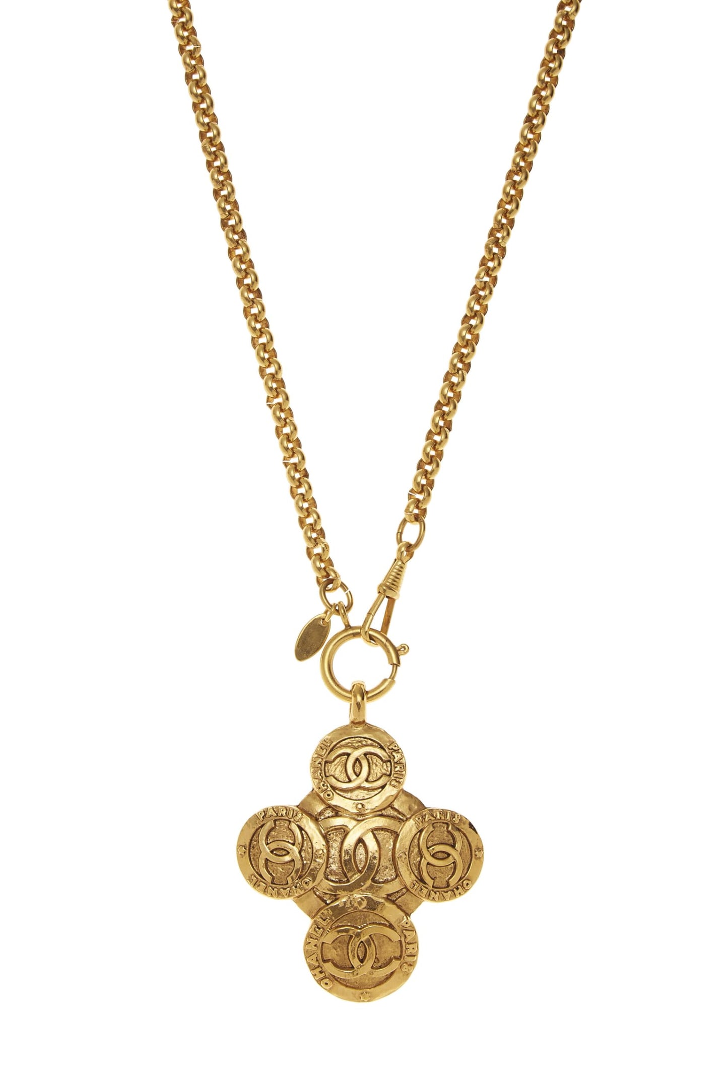 Chanel, Gold 'CC' Cross Necklace, Gold