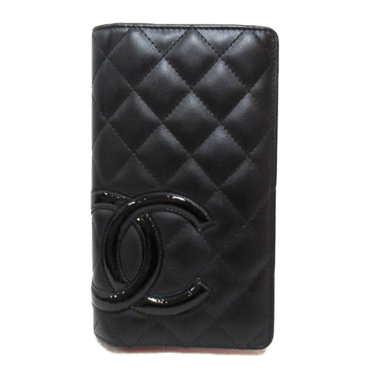 Chanel Champion Line Zip Long Wallet Two Fold Wallet Wallet Leather Black