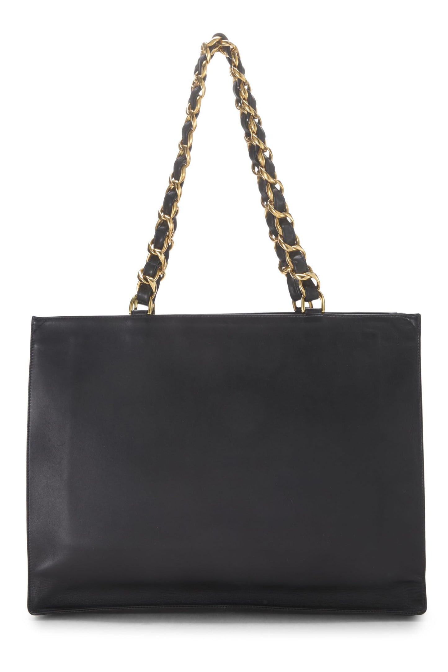 Chanel, Black Lambskin Flat Chain Handle Tote, Black