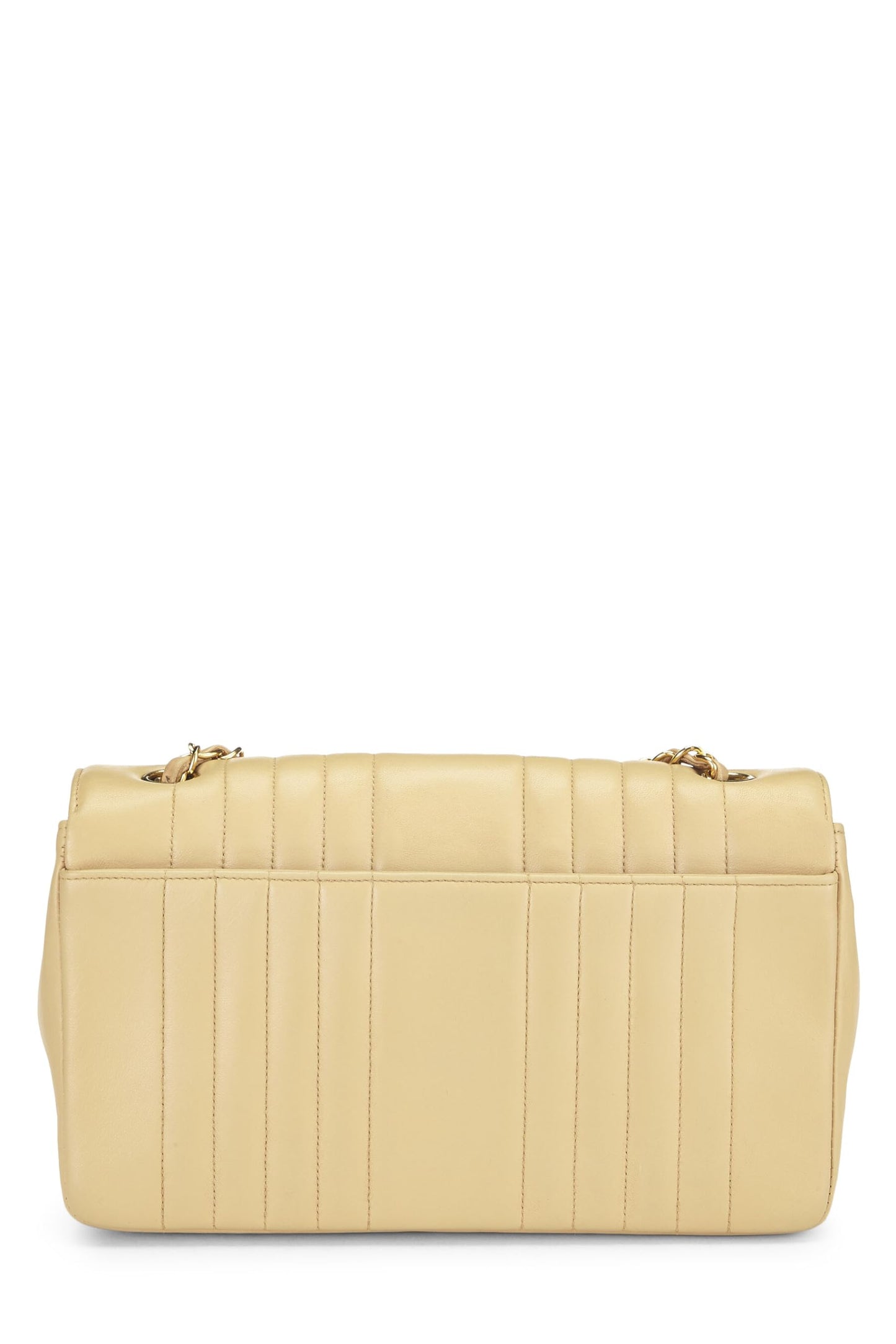 Chanel, Beige Vertical Lambskin Half Flap Medium, Beige